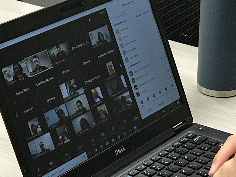 Virtual meeting on a laptop